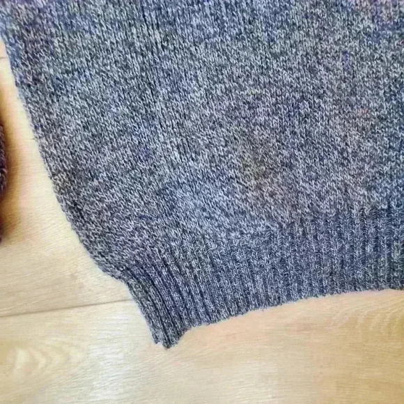 Oleg Cassini XL sweater pure new wool blue crewneck patchwork chunky vintage - Picture 4 of 6